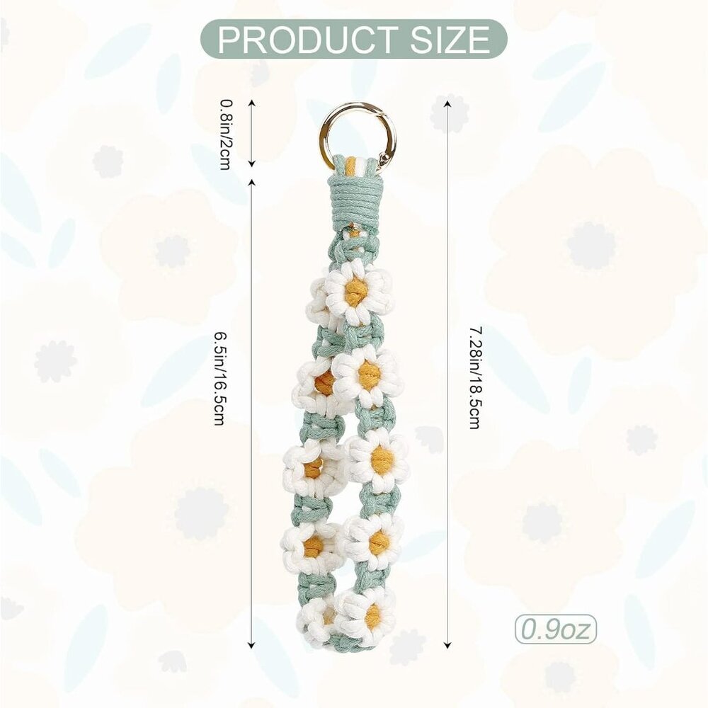 Boho Macrame Keychain Wristlet Keychain Weave Exq… - image 3